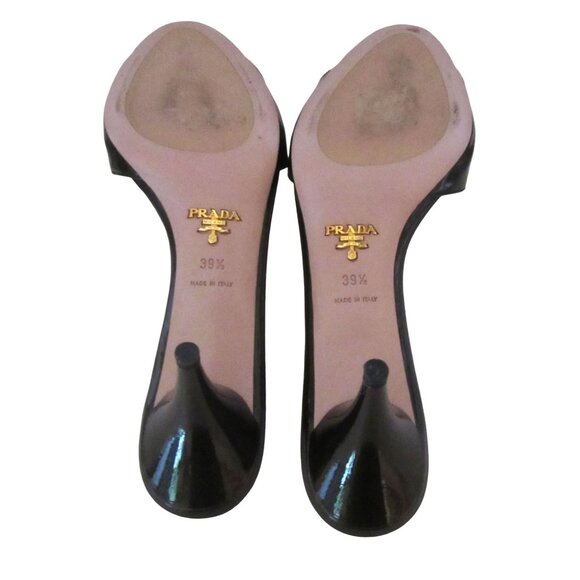 Prada Bronze Patent Calzature Donna Heels W/ Rhinestones Size 39.5 w Box Bag - Picture 6 of 8